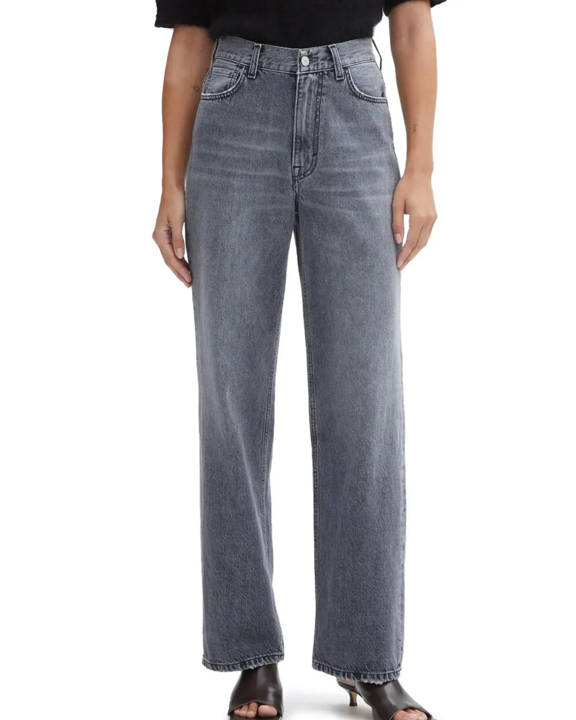 House of Dagmar Wide Leg Denim Light Grey