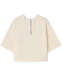 House of Dagmar Woven Bouclé T-Shirt Cream White