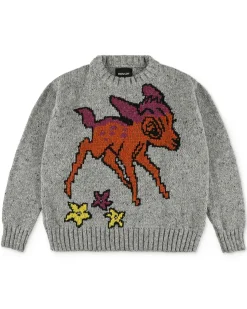 Howlin' Cosmic Deer Knit Sweater Grey