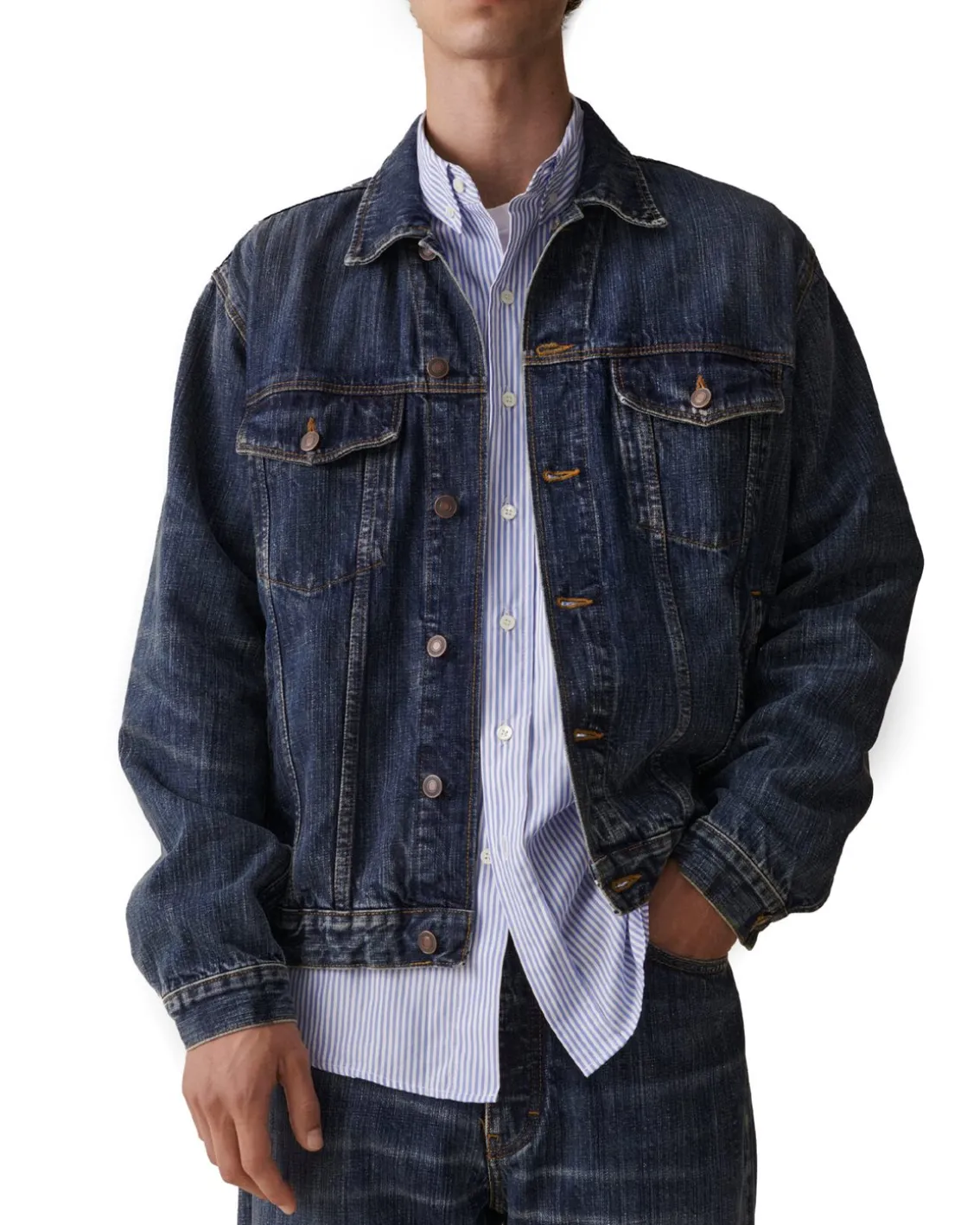 Jeanerica Joe Denim Jacket Dark Blue Righe