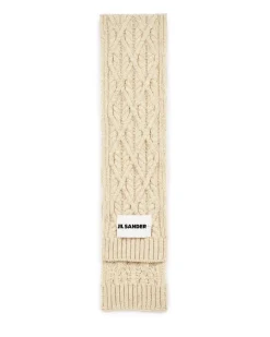 Jil Sander+ Chunky Cable Knit Wool Scarf Natural