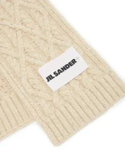 Jil Sander+ Chunky Cable Knit Wool Scarf Natural
