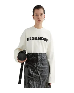 Jil Sander Logo Long Sleeve T-Shirt W Porcelain