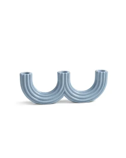 &Klevering Churros Triple Candle Holder Light Blue