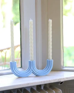 &Klevering Churros Triple Candle Holder Light Blue