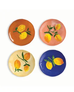 &Klevering Lemon Plate Set Of 4 Multicolor