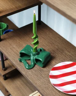 &Klevering Ribbon Candle Holder Green