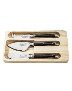 Laguiole Cheese Knifes Set Of 3 Black