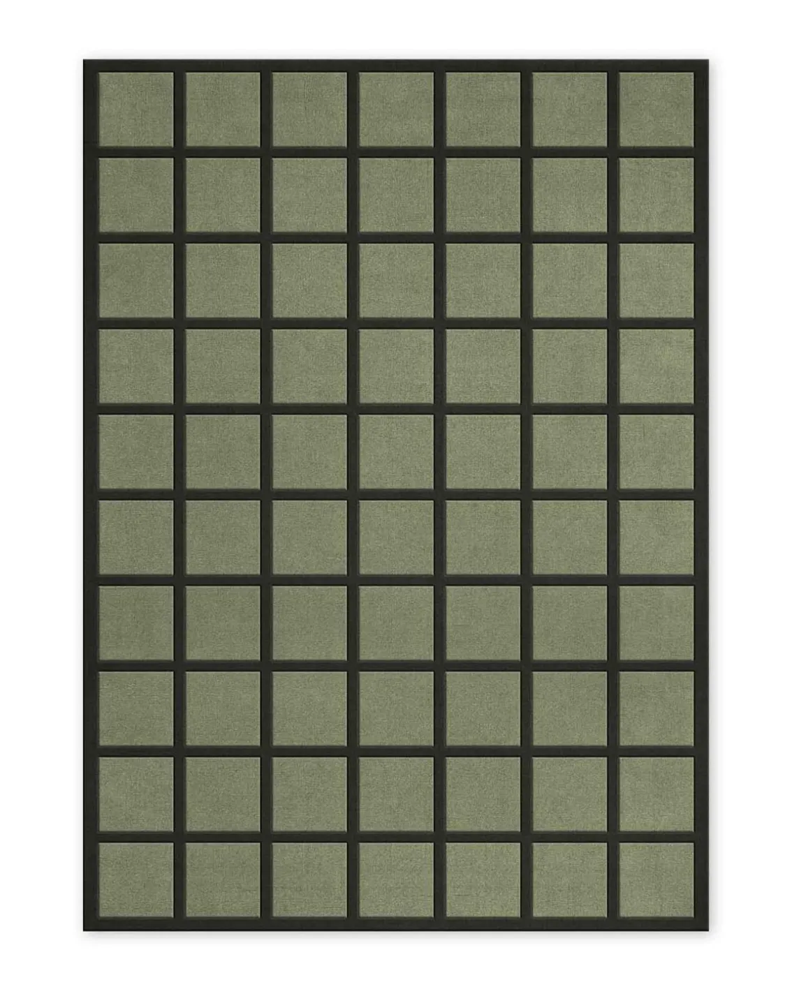 Layered Avenue Checked Wool Rug Olive