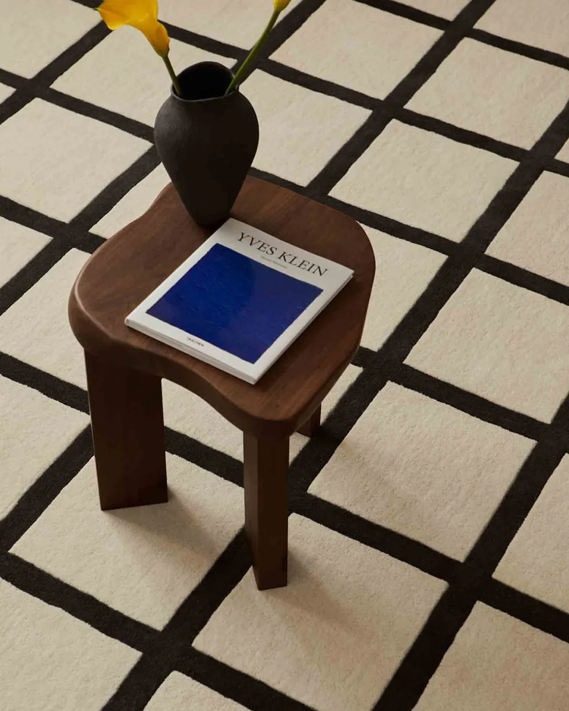Layered Avenue Checked Wool Rug Bone White