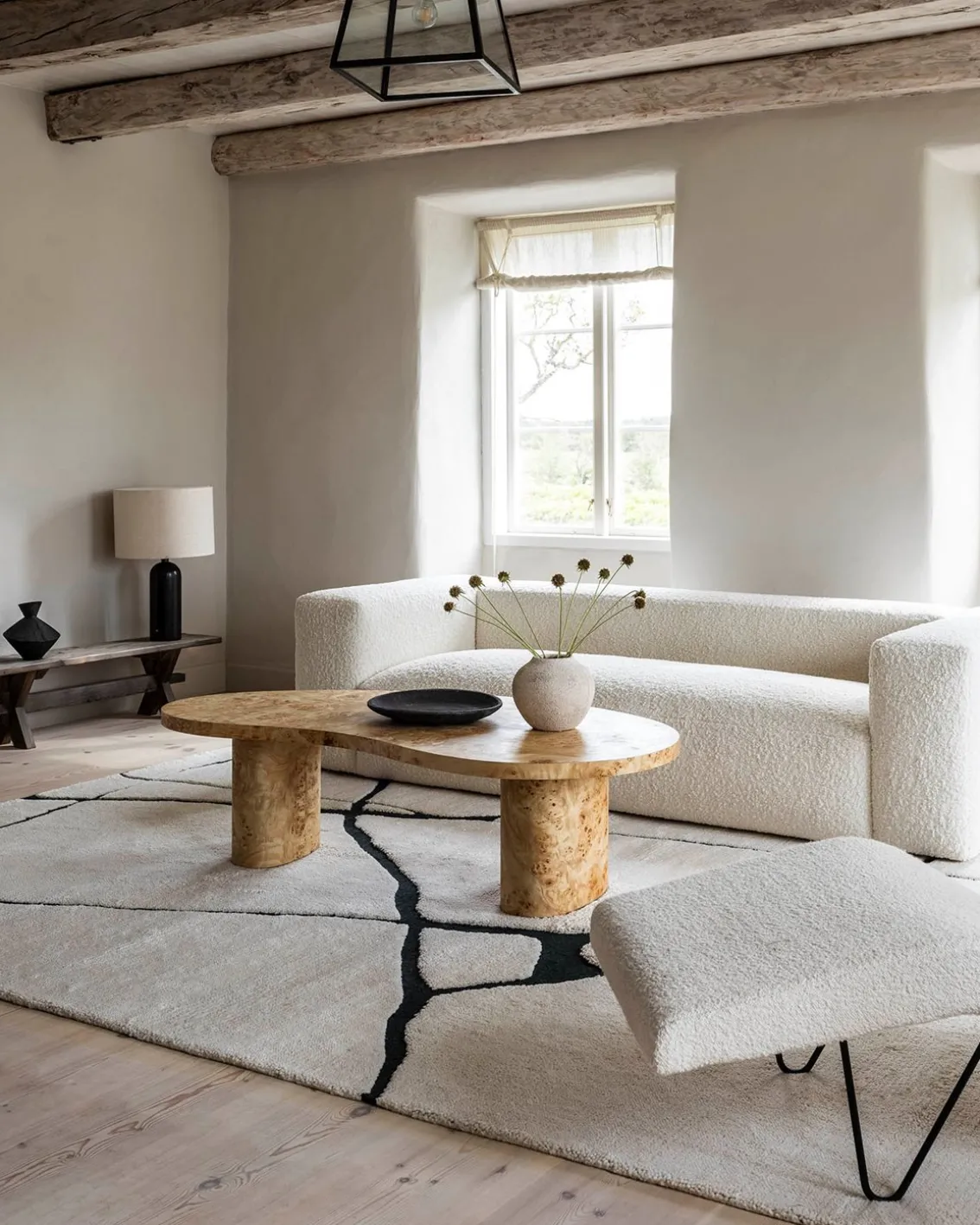 Layered Gotland Gute Wool Rug Black/White