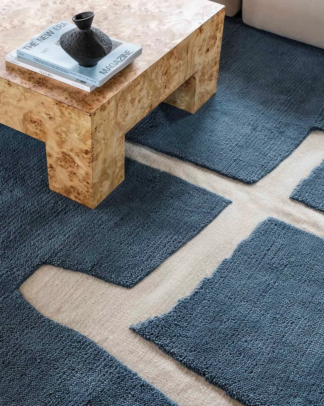 Layered Gotland Klint Wool Rug Cornflower Blue