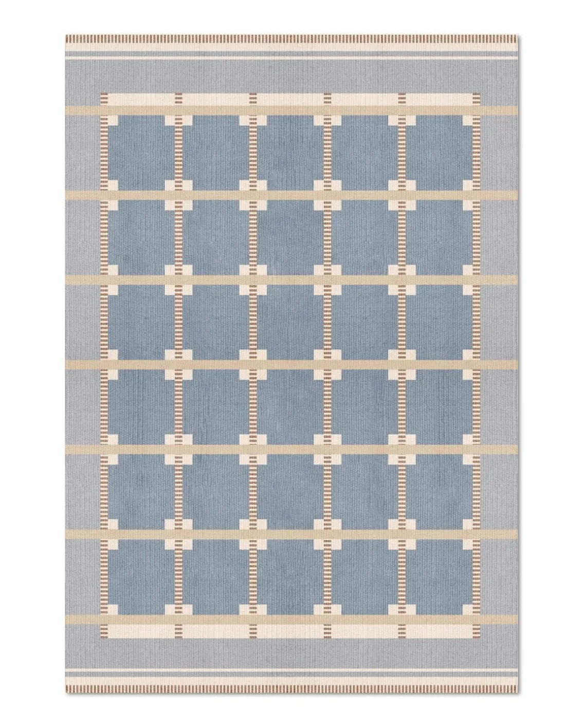 Layered Röllakan Ruth Wool Rug Summer Sky