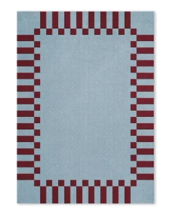Layered Teklan Frame Wool Rug Mulberry Sky