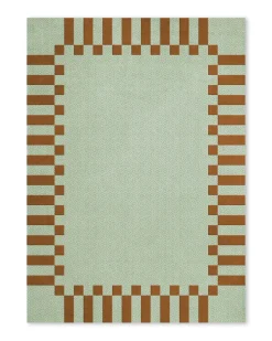 Layered Teklan Frame Wool Rug Pistachio Camel