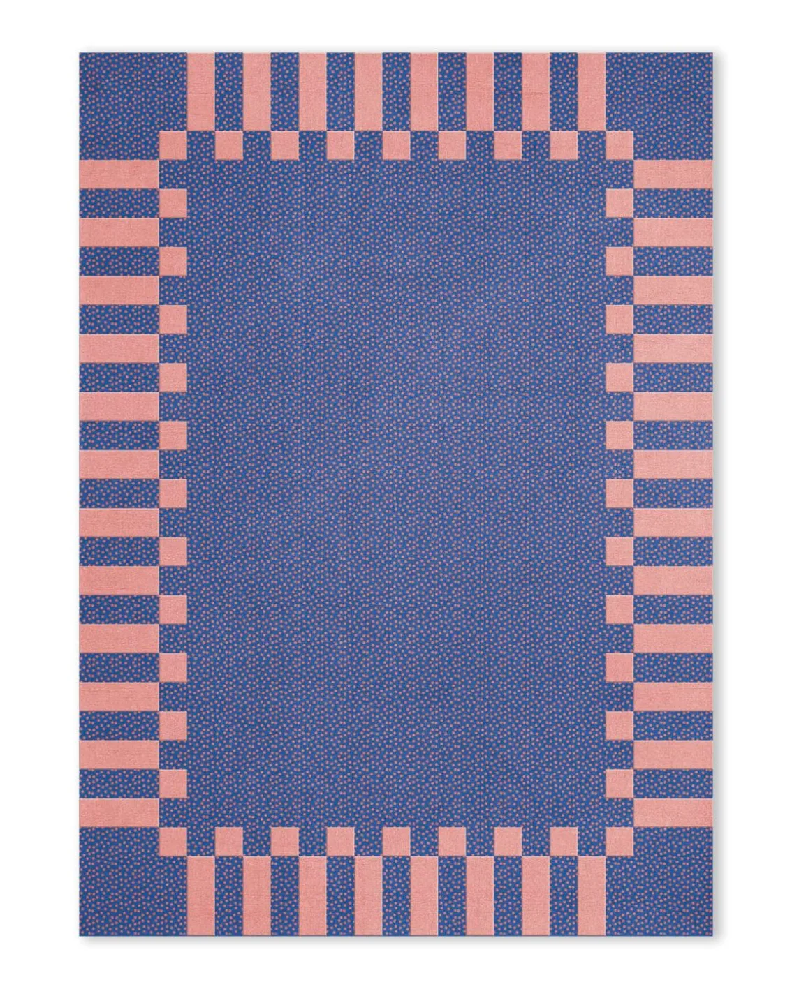 Layered Teklan Frame Wool Rug Cobalt Salmon