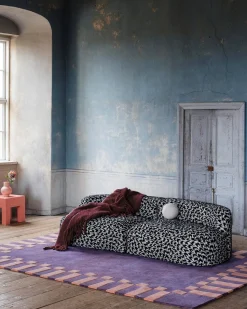Layered Teklan Frame Wool Rug Cobalt Salmon