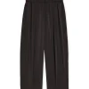 LEMAIRE Belted Relaxed Silk Pants Dark Espresso