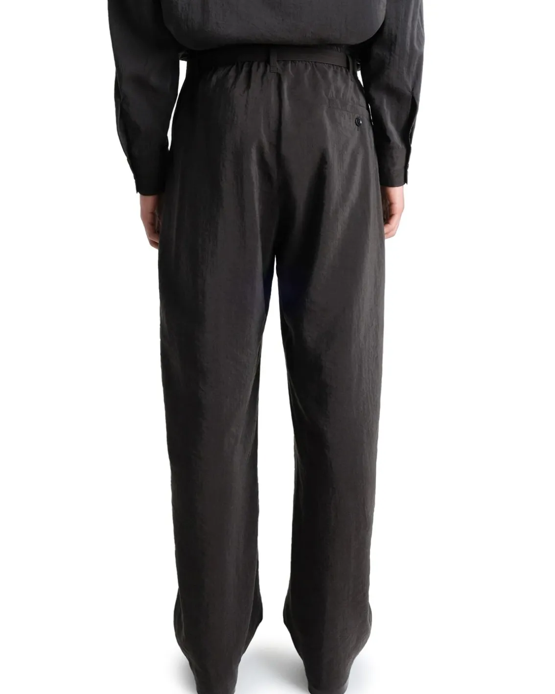 LEMAIRE Belted Relaxed Silk Pants Dark Espresso
