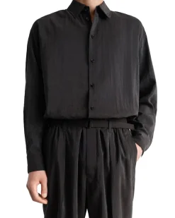 LEMAIRE Belted Relaxed Silk Pants Dark Espresso