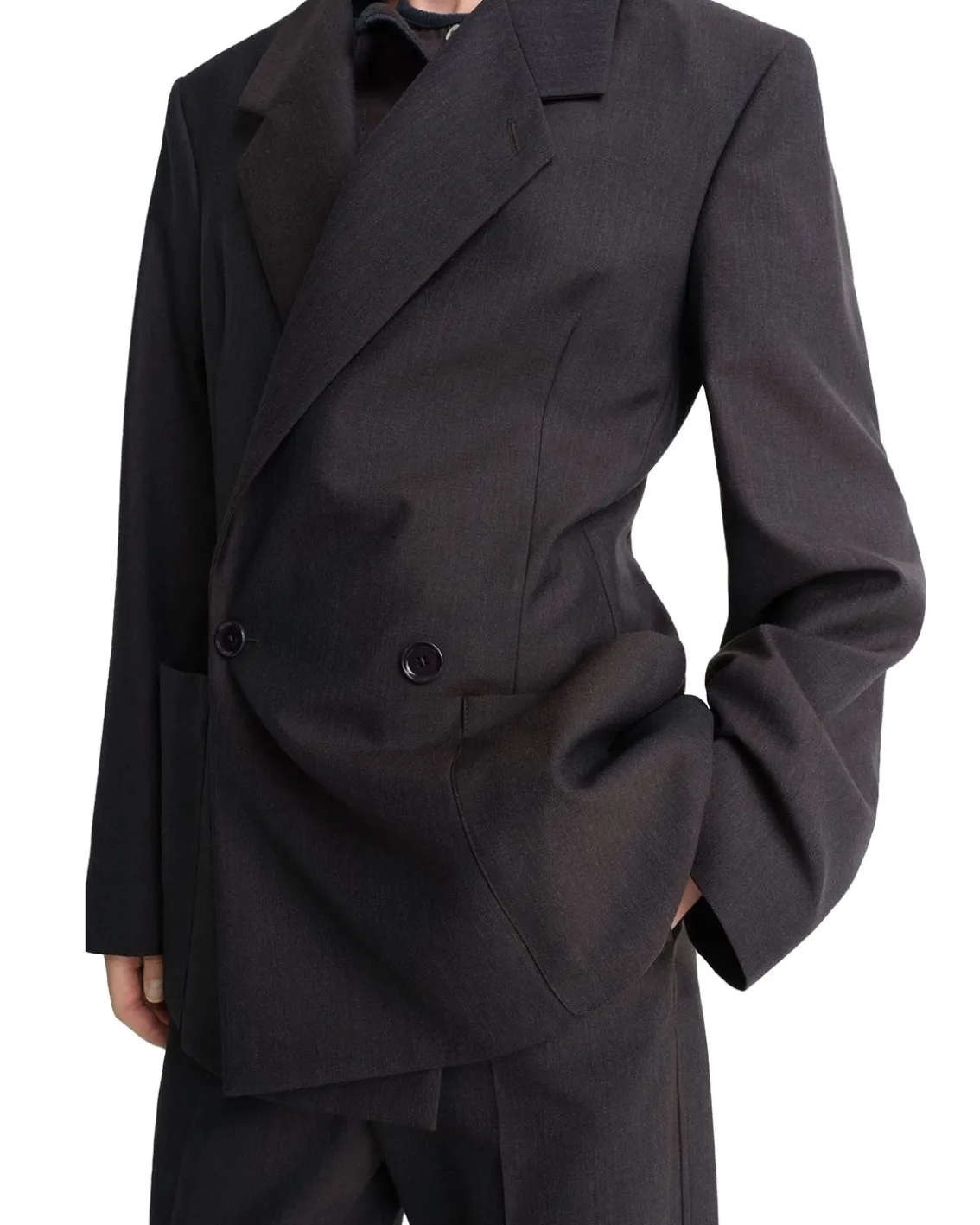 LEMAIRE Double-Breasted Tailored Jacket Dark Espresso Melange
