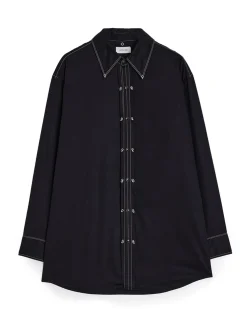 LEMAIRE Embellished Metal Shirt Black