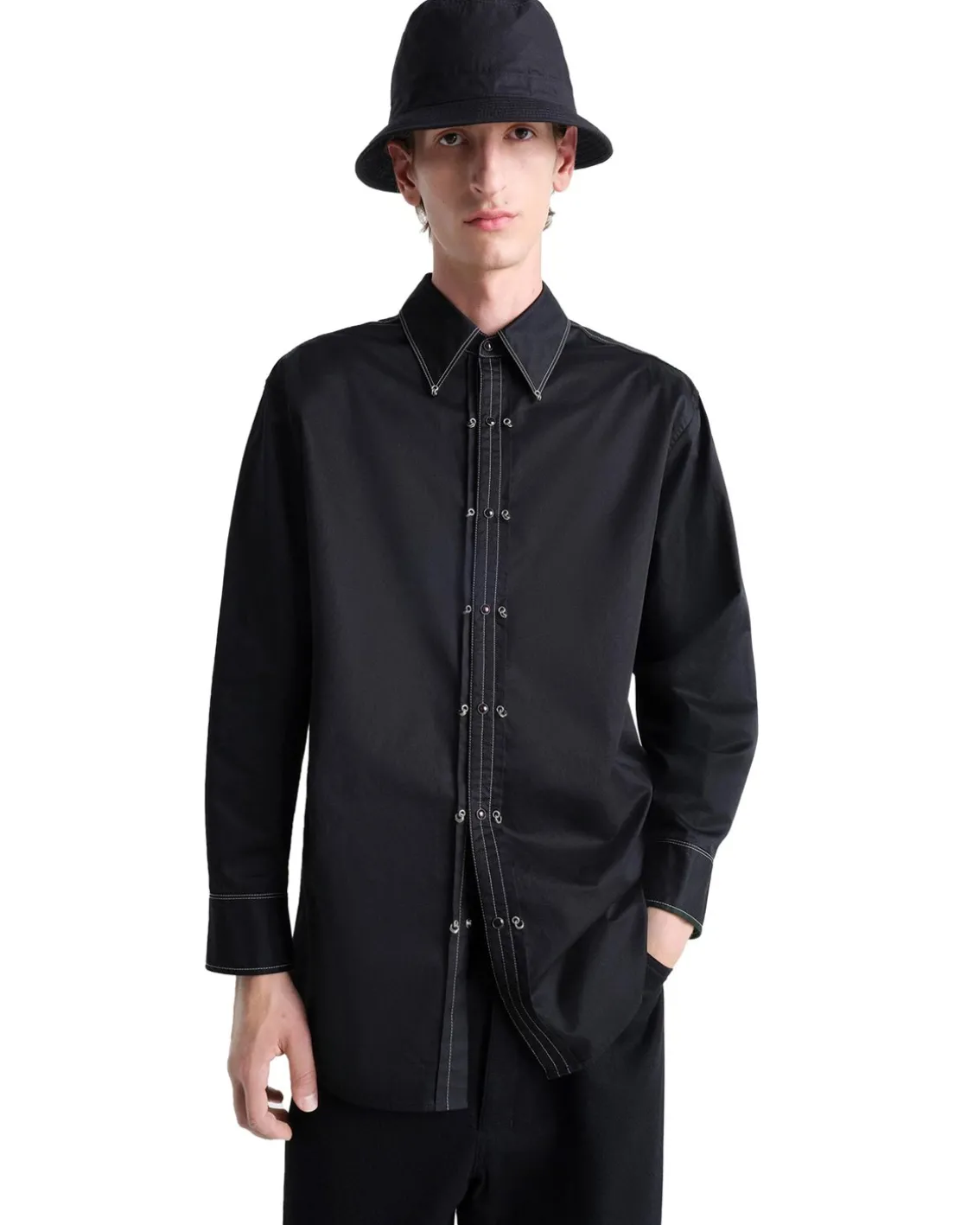 LEMAIRE Embellished Metal Shirt Black