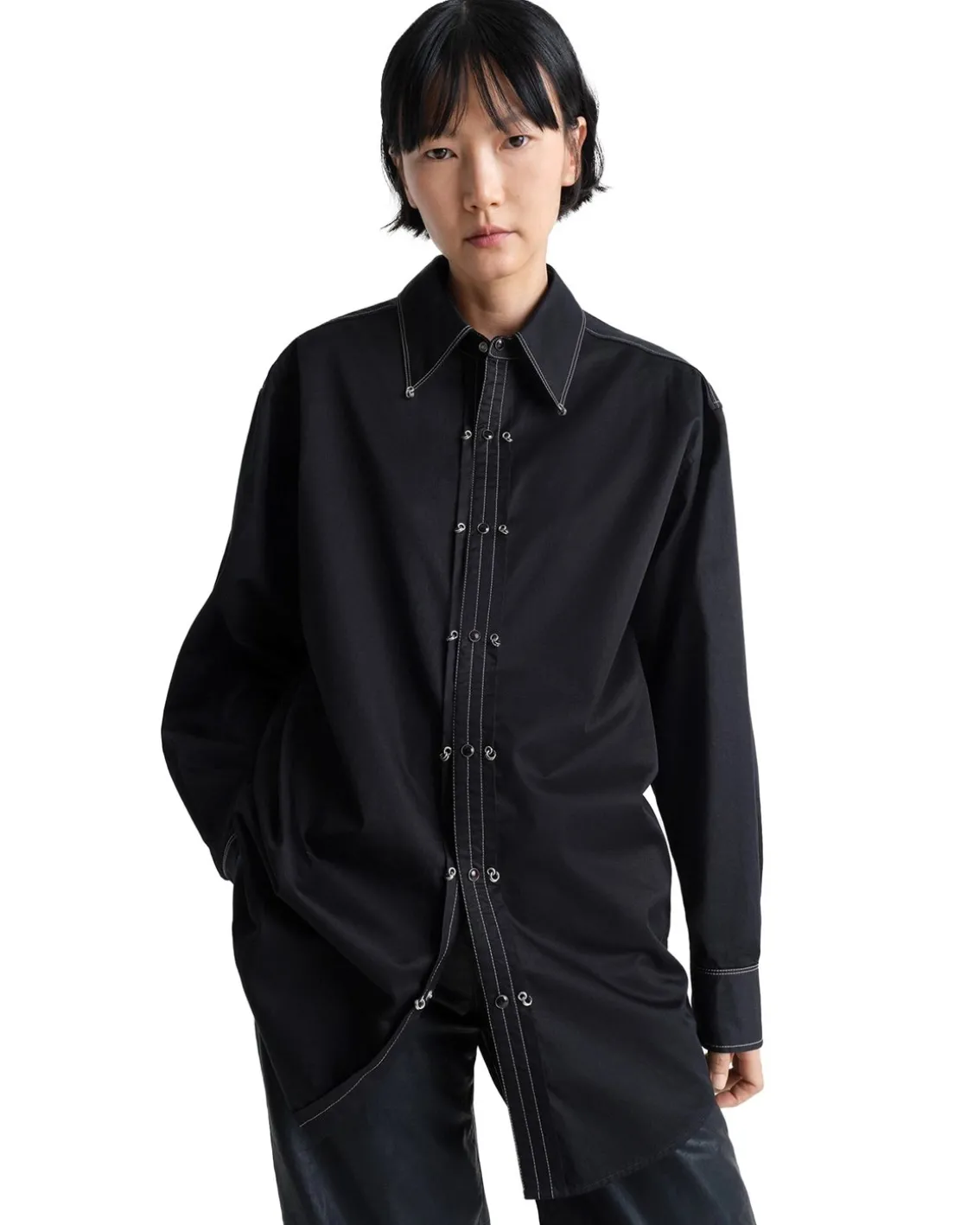 LEMAIRE Embellished Metal Shirt Black