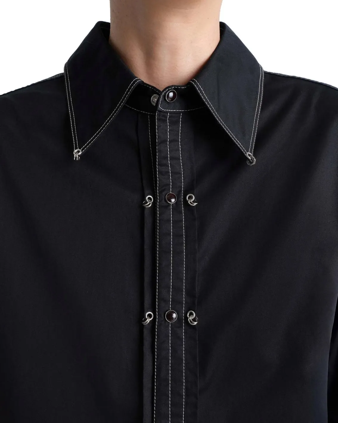 LEMAIRE Embellished Metal Shirt Black