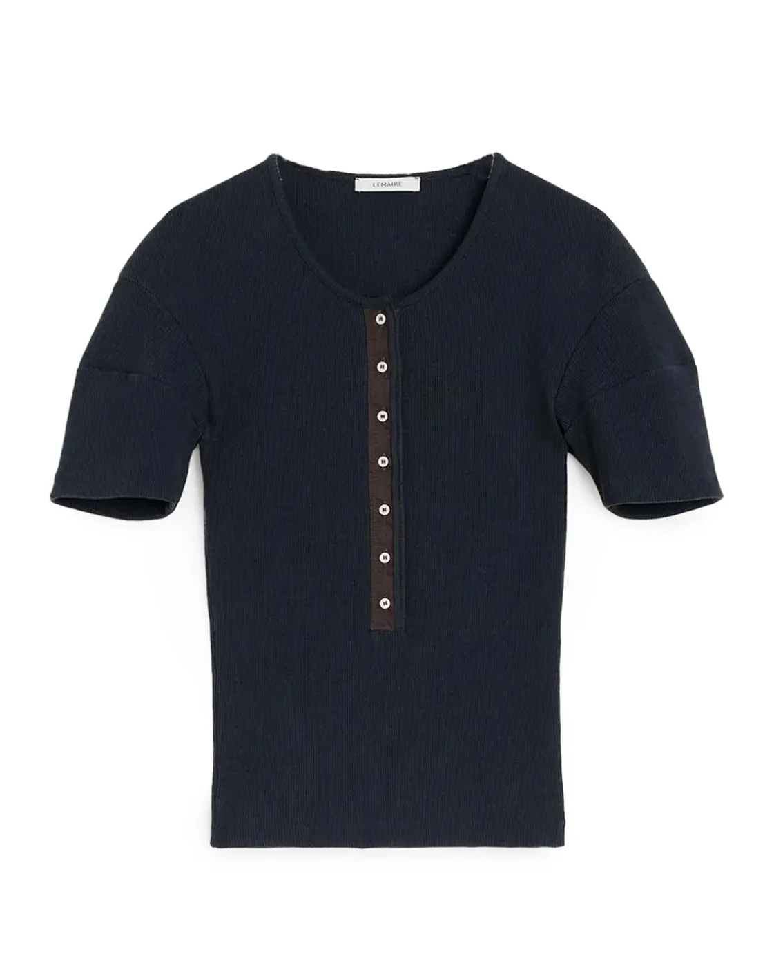 LEMAIRE Fitted Henley Top Jet Black