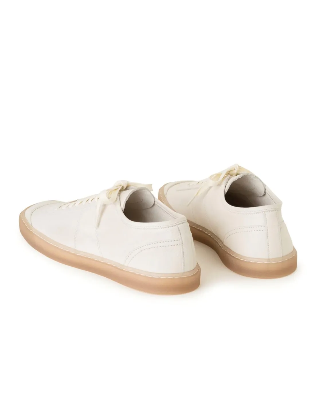 LEMAIRE Linoleum Basic Laced Up Trainers W Clay White