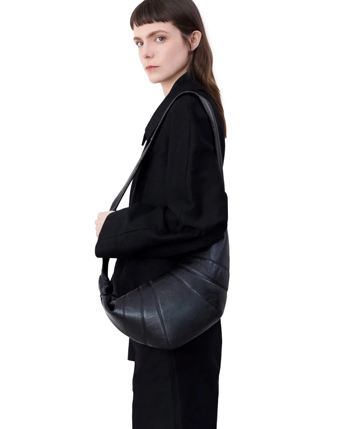 LEMAIRE Medium Croissant Bag Nappa Leather Black