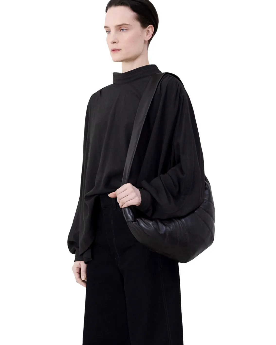 LEMAIRE Medium Croissant Bag Nappa Leather Dark Chocolate