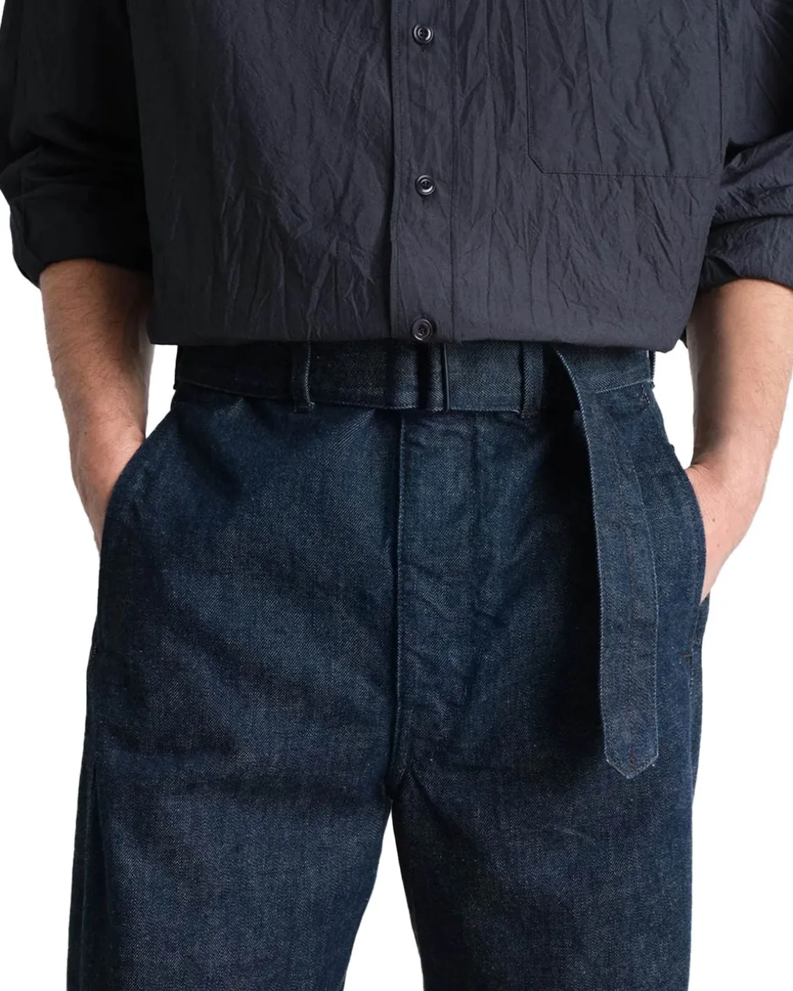 LEMAIRE Twisted Belted Pants Denim Indigo