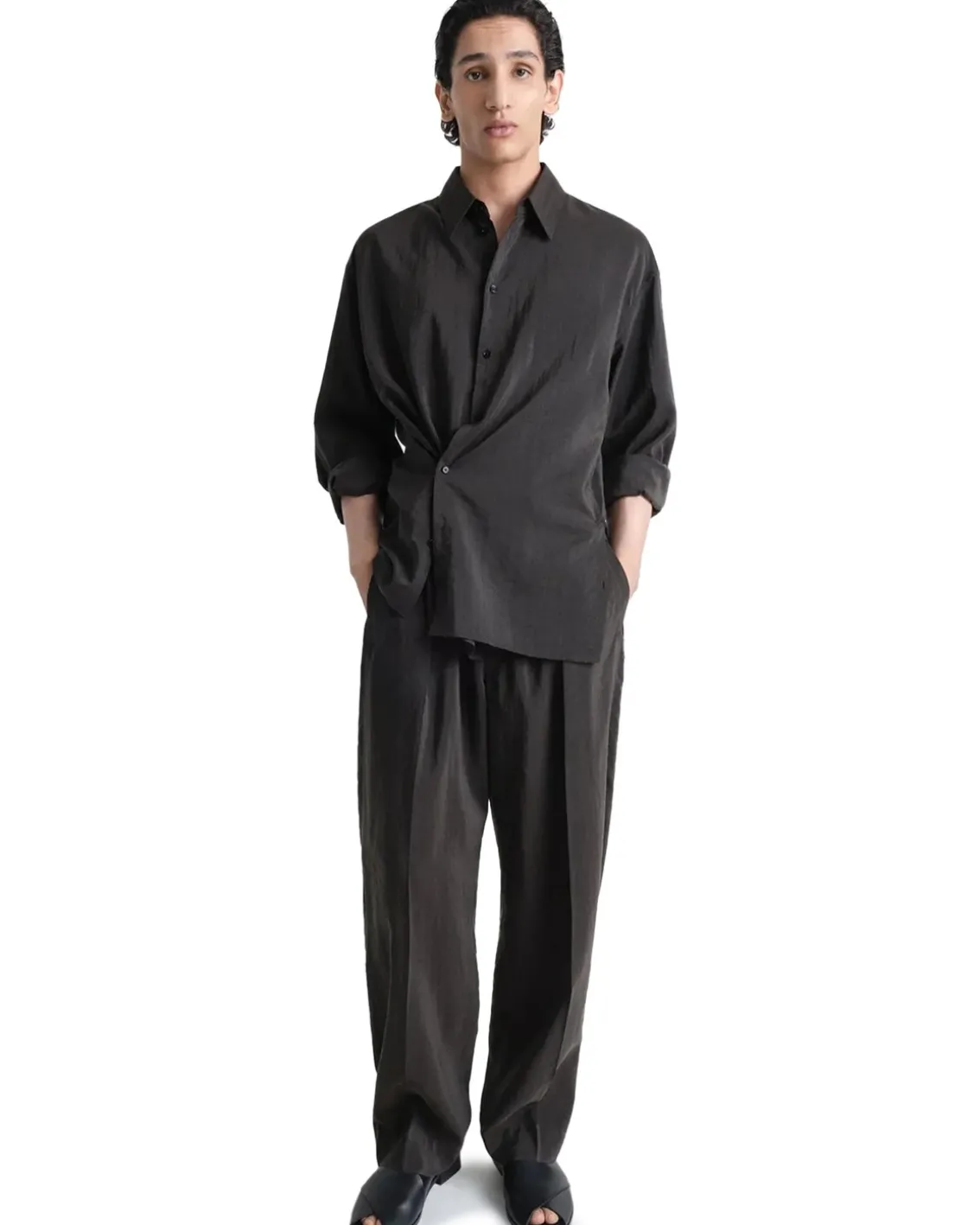 LEMAIRE Twisted Silk Shirt Dark Espresso