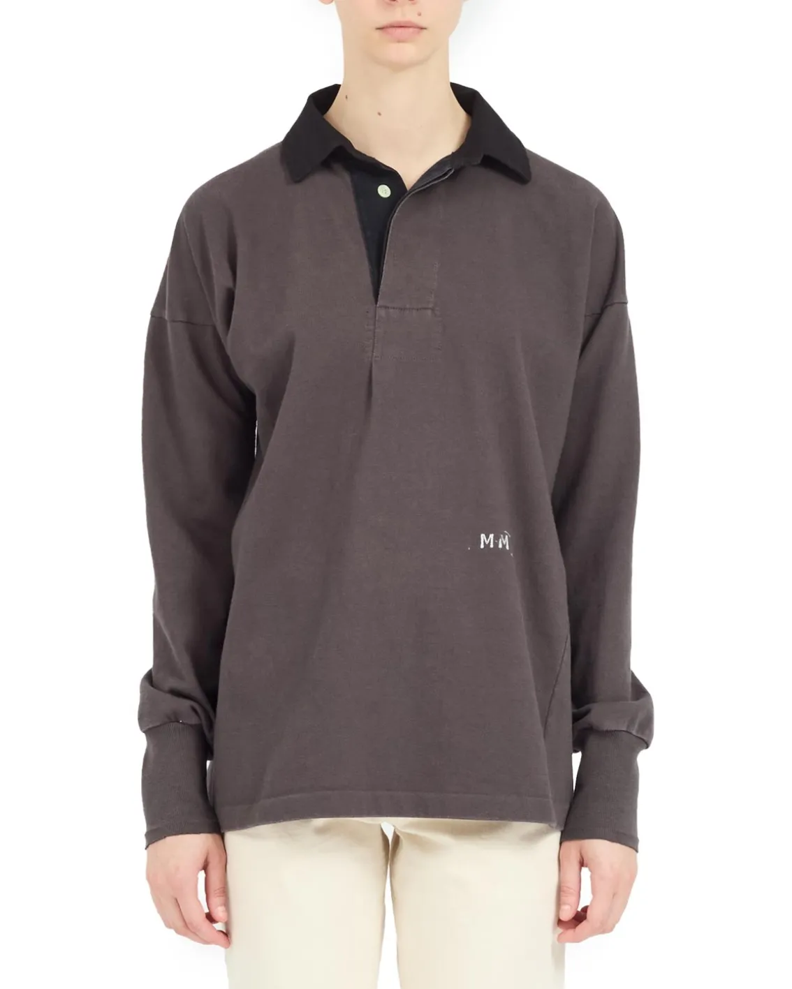 Maison Margiela Contrast Polo Shirt Anthracite