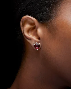 Maria Nilsdotter Claw Stud Red Garnet Silver