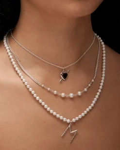 Maria Nilsdotter Rebel Love Necklace Red Garnet Silver