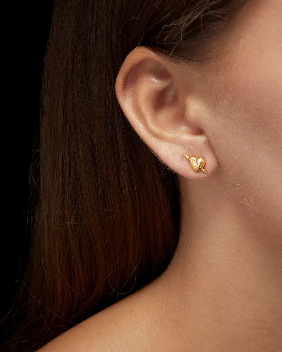 Maria Nilsdotter Tuvstarr's Heart Ear Stud Gold