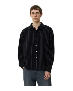 Mfpen Vacation Shirt Black Textured Stripe