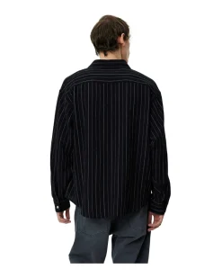 Mfpen Vacation Shirt Black Textured Stripe