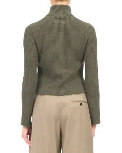 MM6 Maison Margiela Zip Knit Sweater Khaki