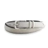 MOLEBO Refined Stitched Western Belt White Pony