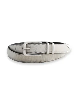 MOLEBO Refined Stitched Western Belt White Pony