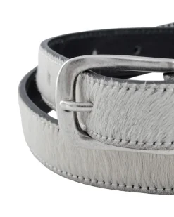 MOLEBO Refined Stitched Western Belt White Pony