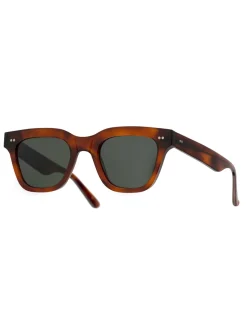 Monokel Eyewear Ellis Amber Green Solid Lens