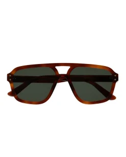 Monokel Eyewear Jet Amber Green Solid Lens