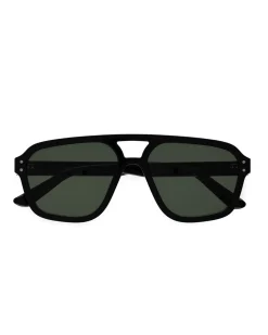 Monokel Eyewear Jet Black Green Solid Lens