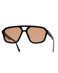 Monokel Eyewear Jet Black Orange Solid Lens