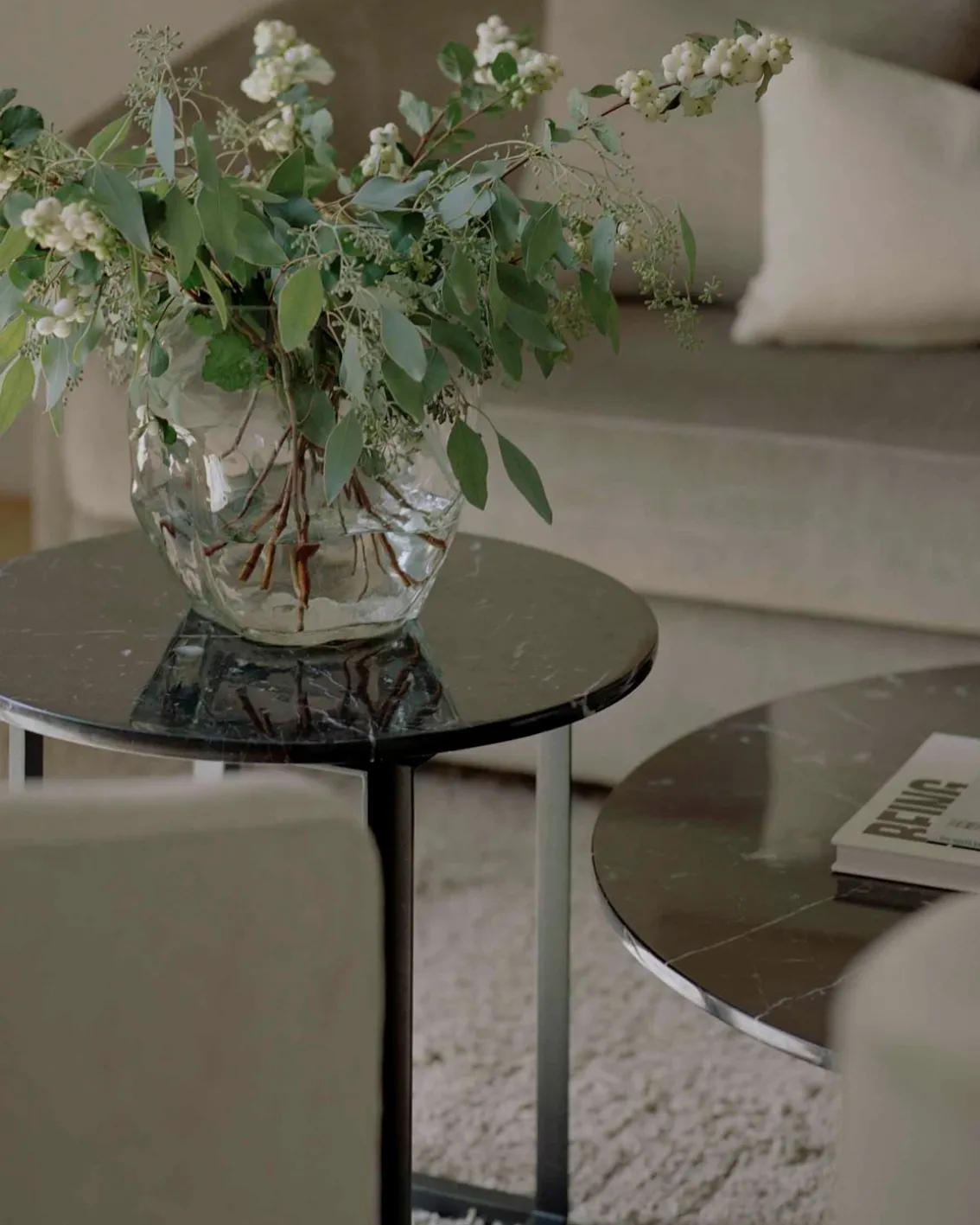 New Works Florence Side Table Black Marquina